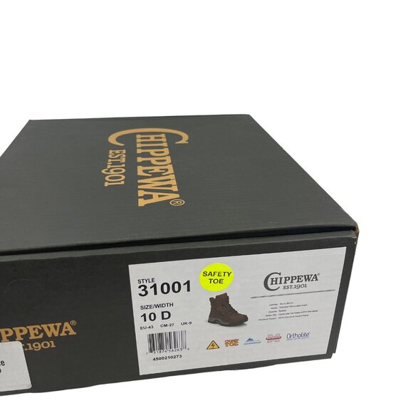 Chippewa Steel Toe Work Boots Size 10D Brown Leather - Picture 2 of 8